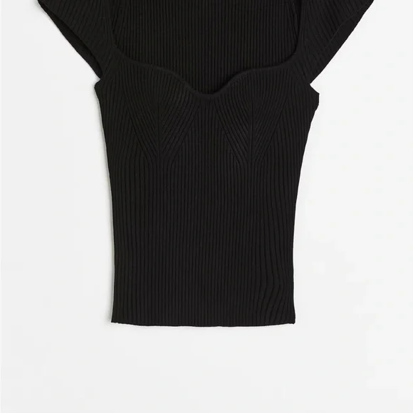 Black Ribbed Knit Top - Picture 2 of 2